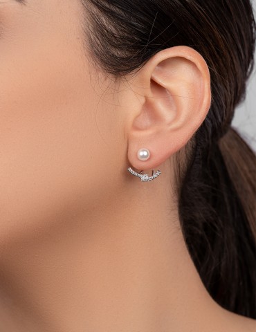 Ρura silver pearl earrings