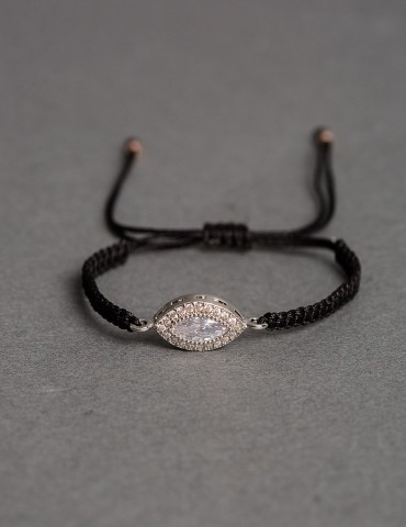 Αdjustable black bracelet with a zircon stone