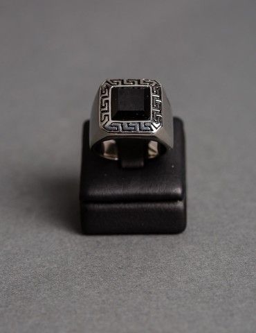 Silver mens ring in meandros design