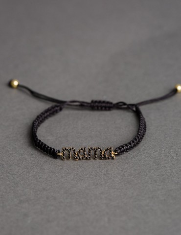 Μama Βlack silver adjustable bracelet